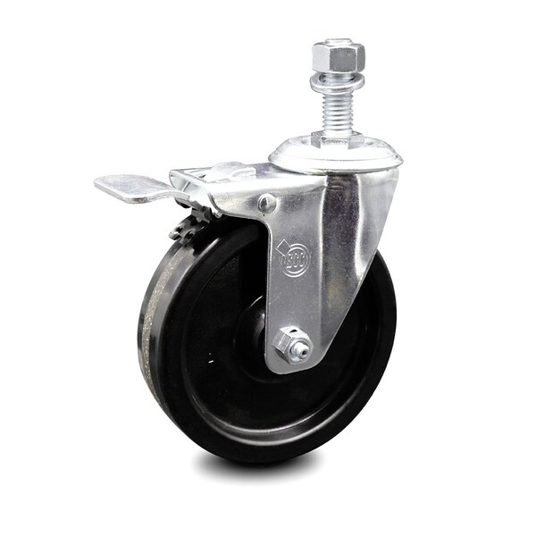 5 Inch Phenolic Swivel 1/2 Inch Threaded Stem Caster with Total Lock Brake SCC